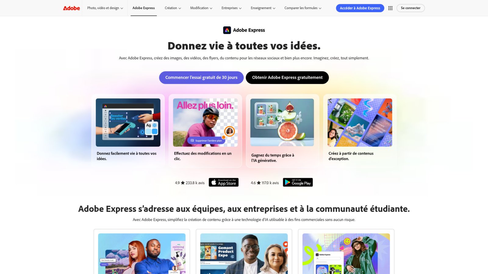Alternative Canva IA : les outils de design qui montent 3 Adobe Express : standard professionnel pour les marques