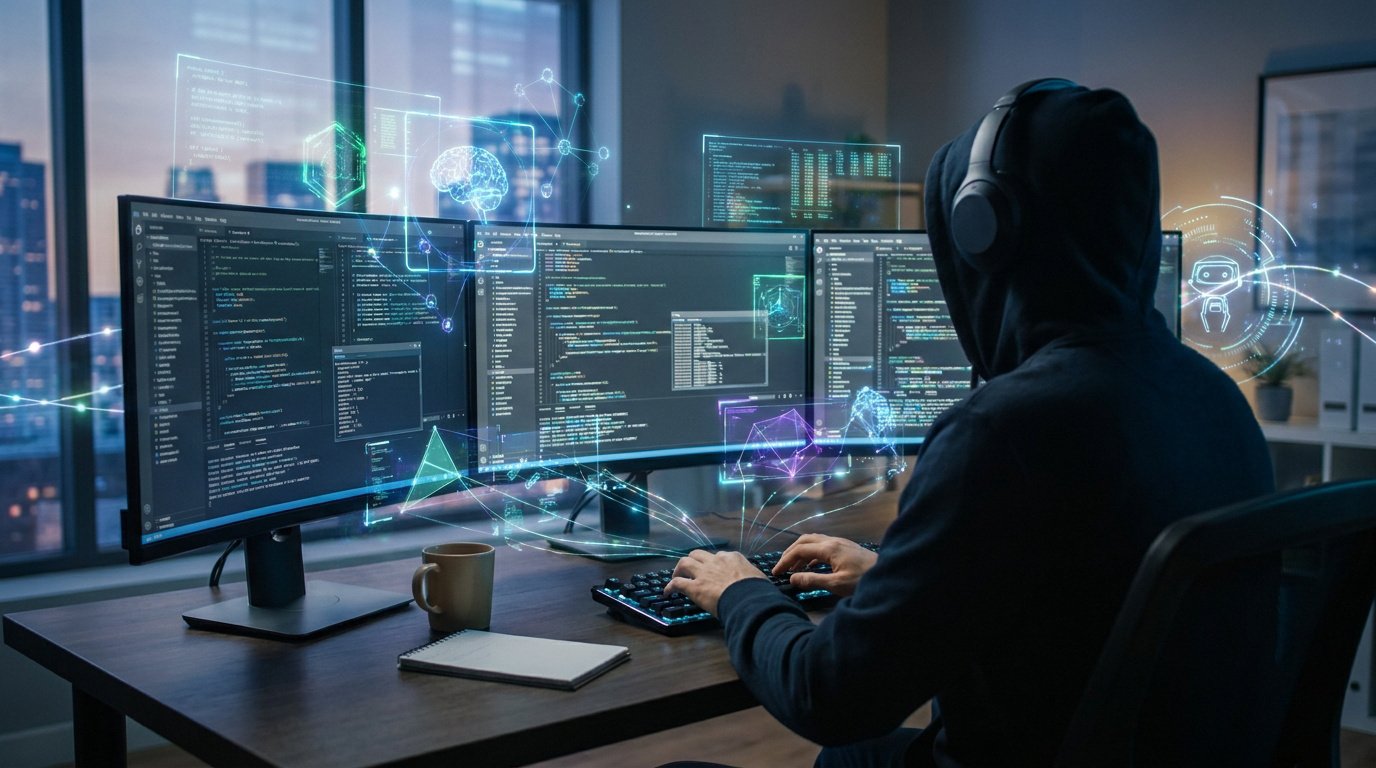 Meilleure IA pour coder : comparatif des assistants développeurs 4 Meilleure IA pour coder : développeur travaillant avec un assistant agentique