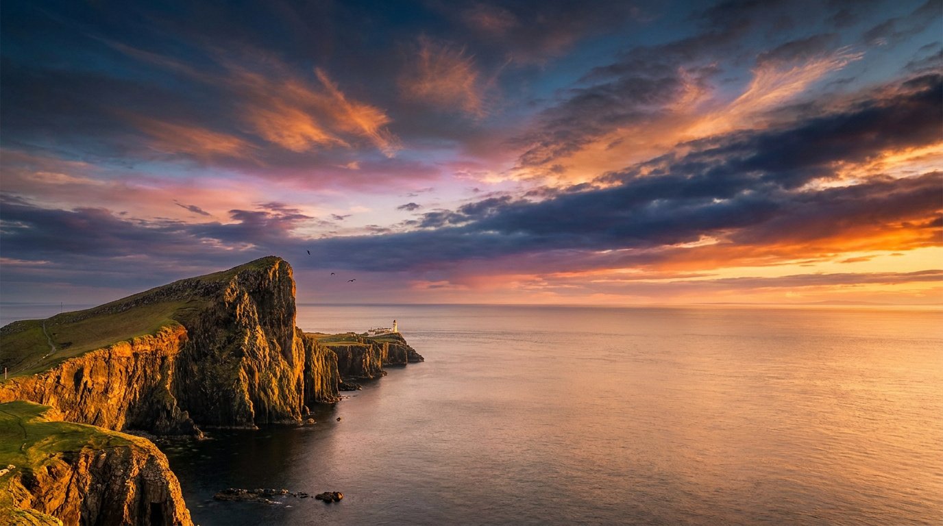 Ciel Photoshop : coucher de soleil spectaculaire sur des falaises, le type de ciel visé par le remplacement