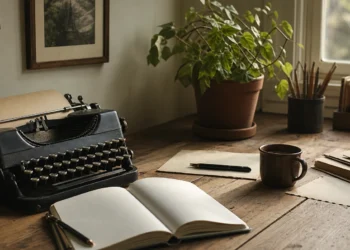 Écrire avec l'IA : rédacteur travaillant un texte à l'écran avec un assistant