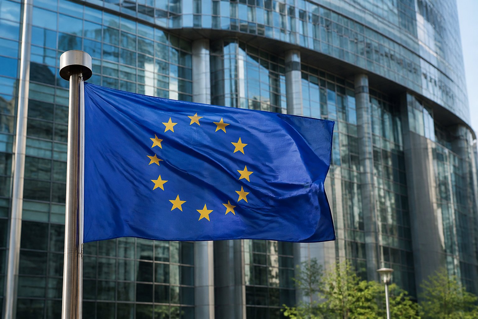 Drapeau européen : l'AI Act encadre l'actualité intelligence artificielle des entreprises
