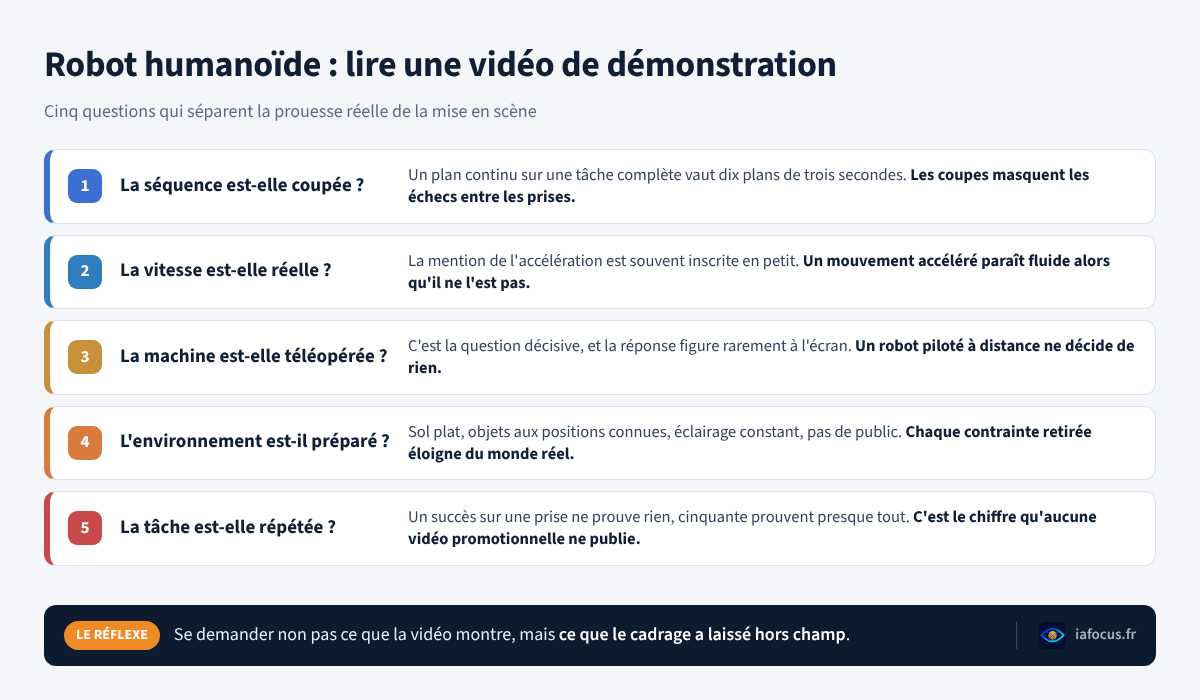 Cinq questions pour distinguer une démonstration filmée de robot humanoïde d'un déploiement réel