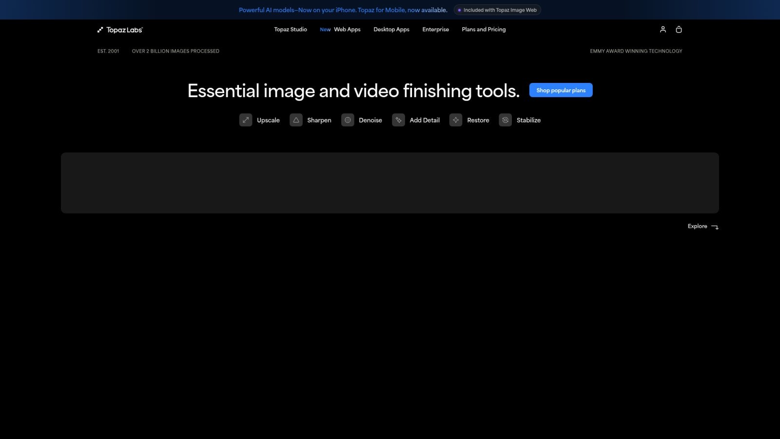 Alternative Canva IA : les outils de design qui montent 6 Topaz Labs : retouche technique au service du design
