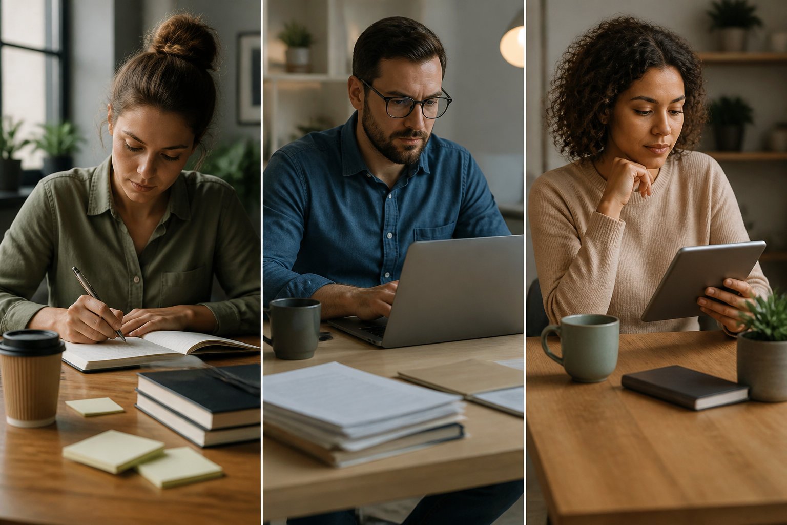 Trois salariés au travail : l'IA pour gagner du temps sur les brouillons et les synthèses