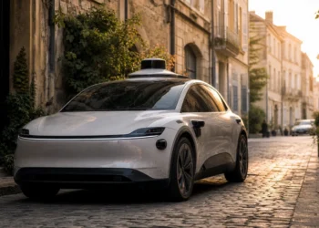 Voiture autonome France : véhicule équipé de capteurs circulant sur une voie rapide