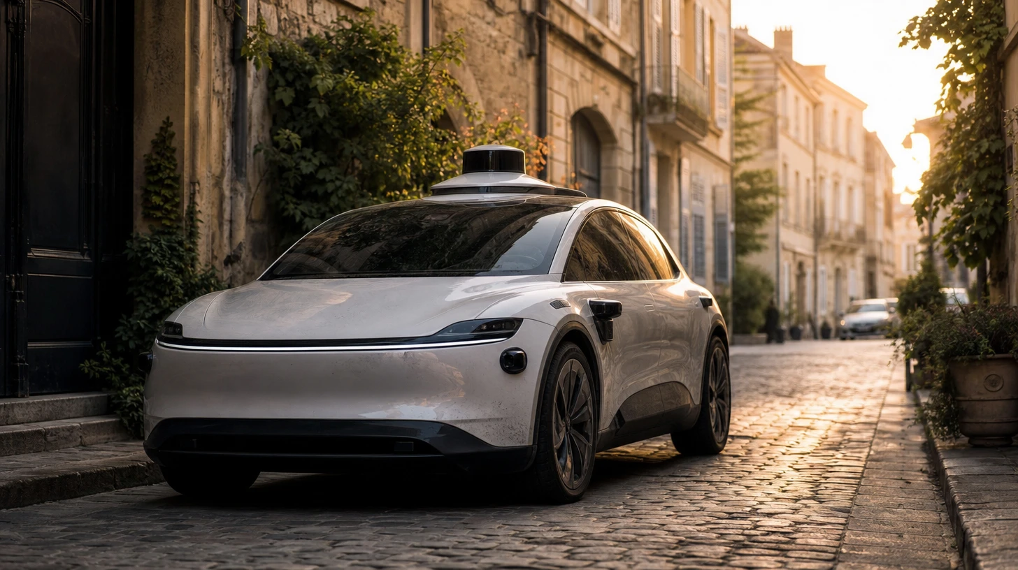 Voiture autonome France : véhicule équipé de capteurs circulant sur une voie rapide