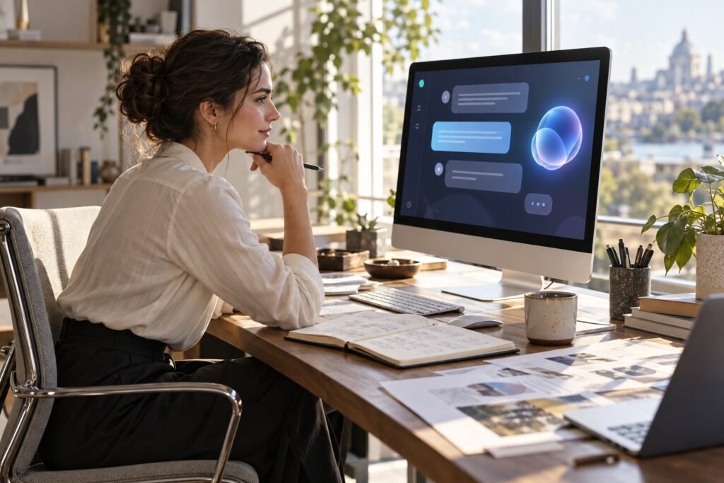 IA et échanges professionnels : mieux préparer sans se laisser guider aveuglément 1 Préparer un échange professionnel avec un assistant IA : notes à la main, conversation à l'écran