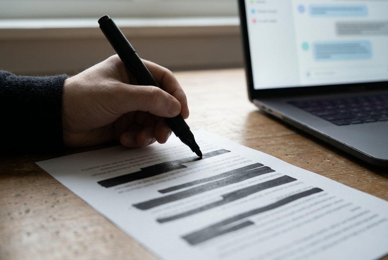 IA et échanges professionnels : mieux préparer sans se laisser guider aveuglément 2 Anonymiser un document avant de le confier à une IA : noms et chiffres masqués au feutre