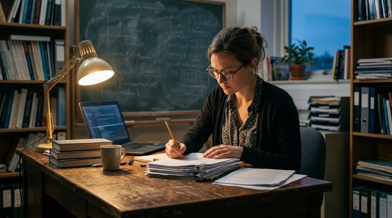 OpenAI et les mathématiques : 719 manuscrits d’IA que les chercheurs vont mettre des années à digérer 1 Publication OpenAI mathématiques : une chercheuse annote des preuves imprimées face à un écran d’assistant de preuve