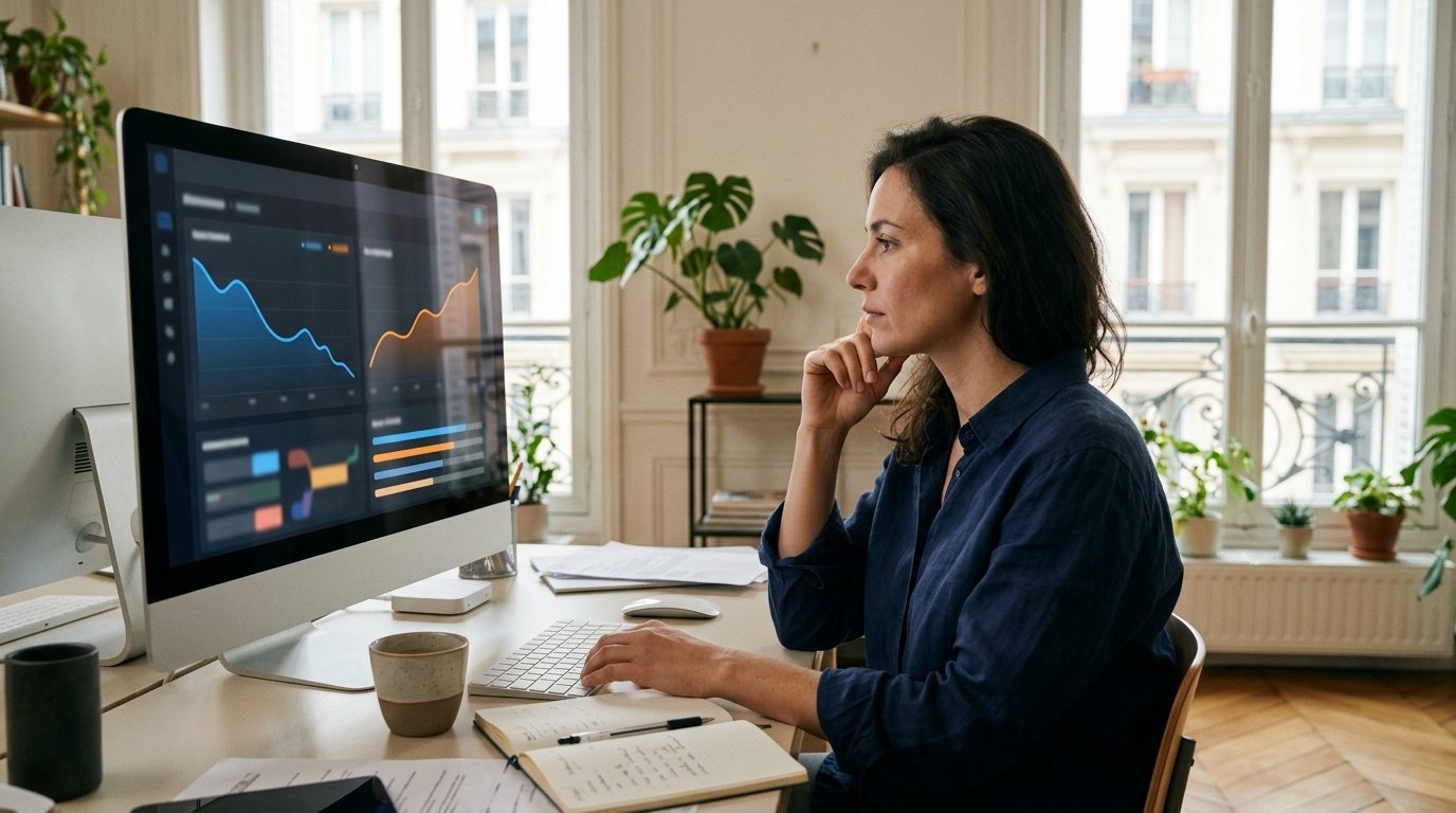 Trafic ChatGPT : la chute venait d’un bug d’UTM, et Google remonte ses liens IA 1 Trafic ChatGPT : une rédactrice web compare deux courbes d’audience sur son écran